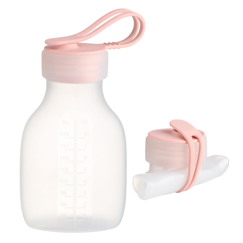 Botella de agua de silicona plegable 240ml para niños y deportes color rosado pastel
