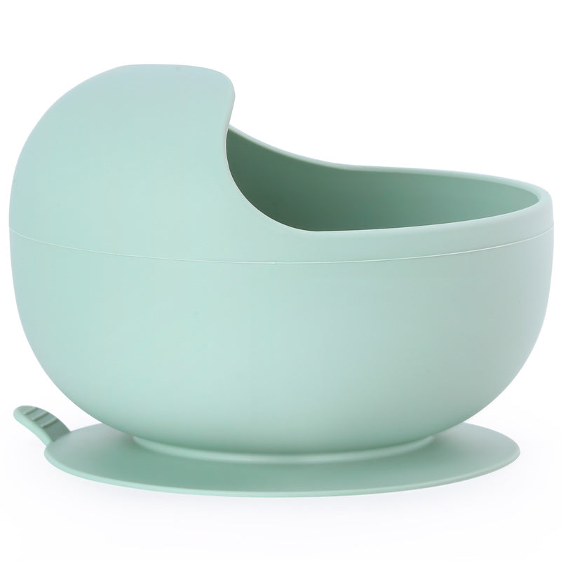 Bowl de silicona grado alimenticio color menta con base de succión potente, libre de BPA