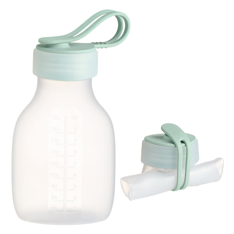 Botella de agua de silicona plegable 240ml para niños y deportes color verde menta