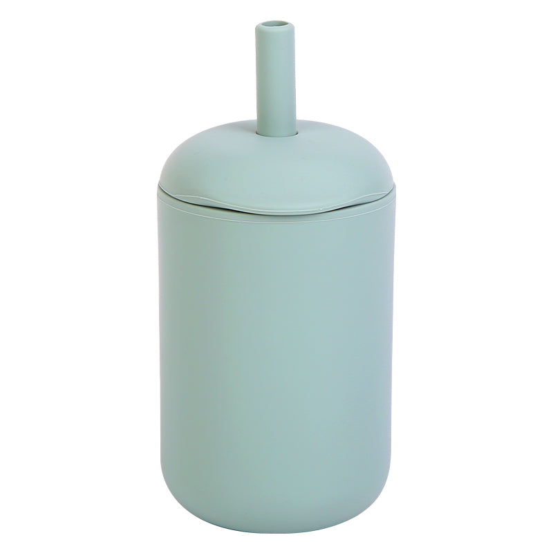 Vaso antiderrame de silicona grado alimentario color aqua, producto esencial de alimentación complementaria
