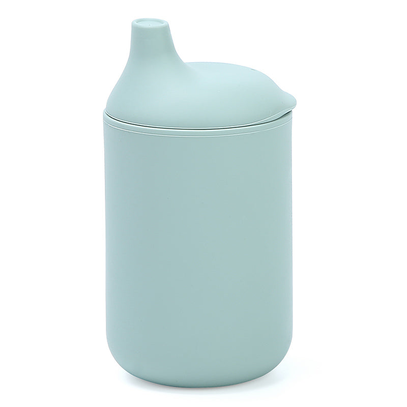 Vaso de aprendizaje para bebé de silicona color verde menta con boquilla suave, ideal para transición