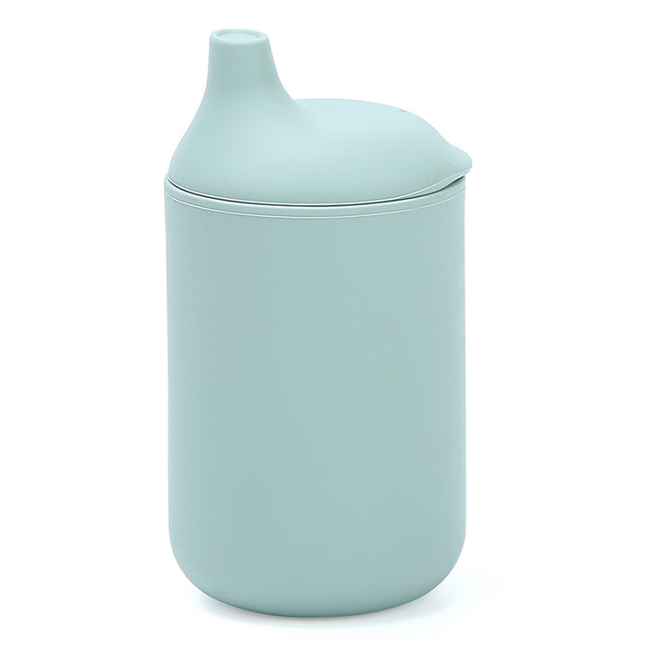 Vaso de aprendizaje para bebé de silicona color verde menta con boquilla suave, ideal para transición