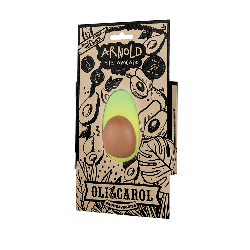 Mordedor palta de caucho natural para bebé, alivia la dentición ecológico