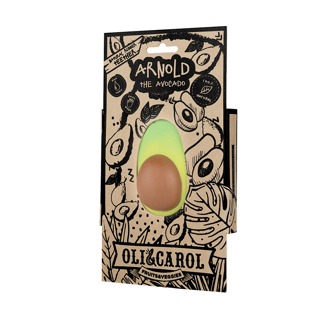 Mordedor palta de caucho natural para bebé, alivia la dentición ecológico