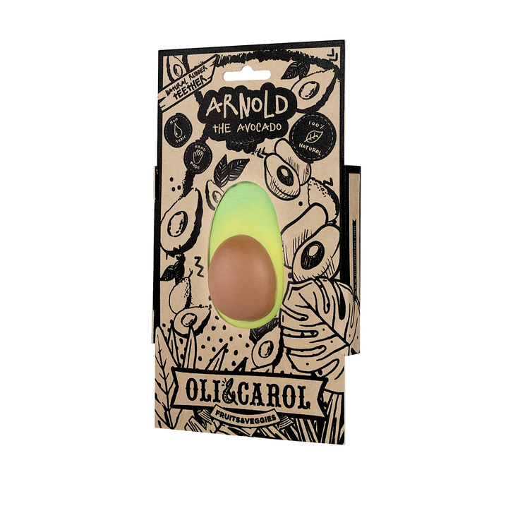Mordedor palta de caucho natural para bebé, alivia la dentición ecológico