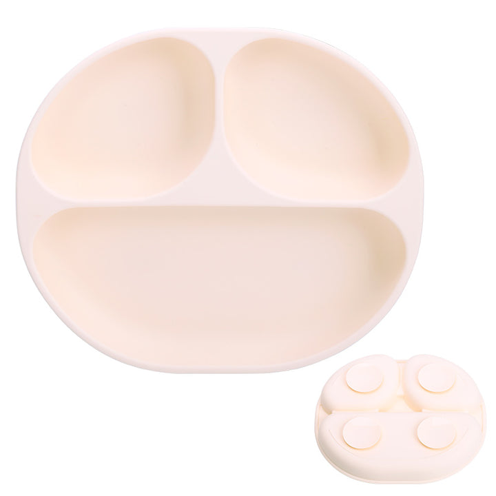 Plato de silicona dividido para bebé con base adherente antideslizante - Color crema libre de BPA