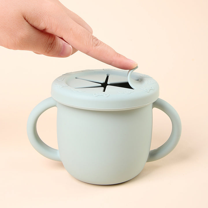 Tapa de silicona flexible para vaso de snacks - Diseño antivuelco seguro para niños