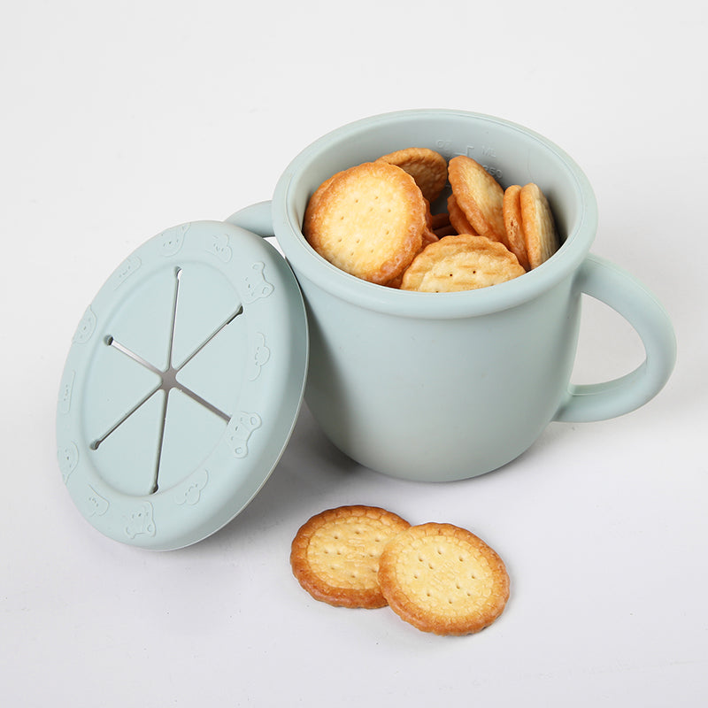 Vaso de silicona con galletas para colaciones saludables de niños - Tapa removible