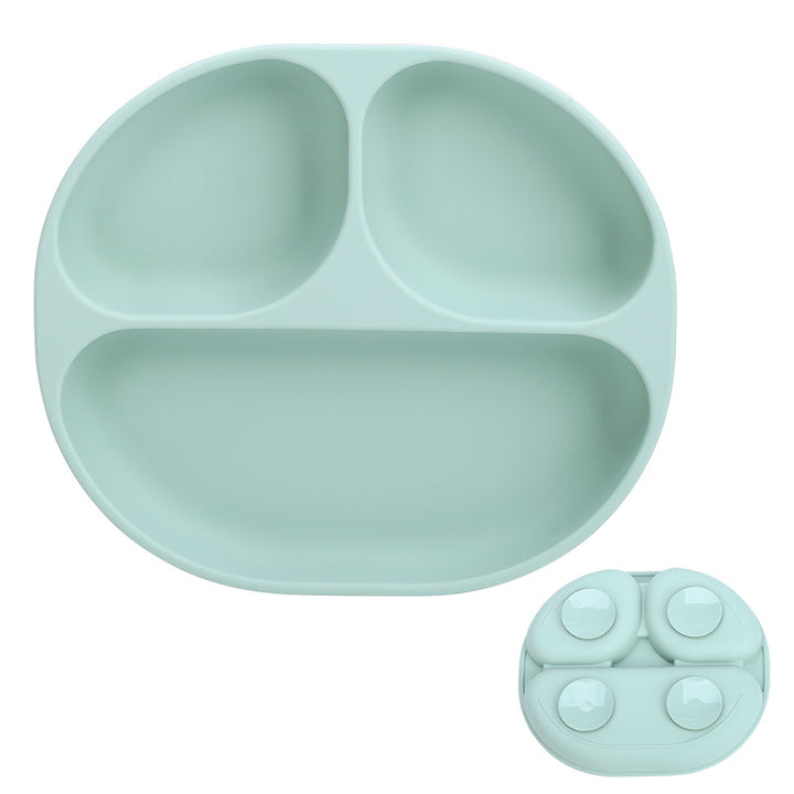 Plato de silicona dividido para bebé con base adherente antideslizante - Color verde menta libre de BPA