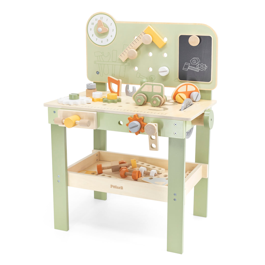 Mesa de herramientas PolarB para niños, taller de construcción de madera