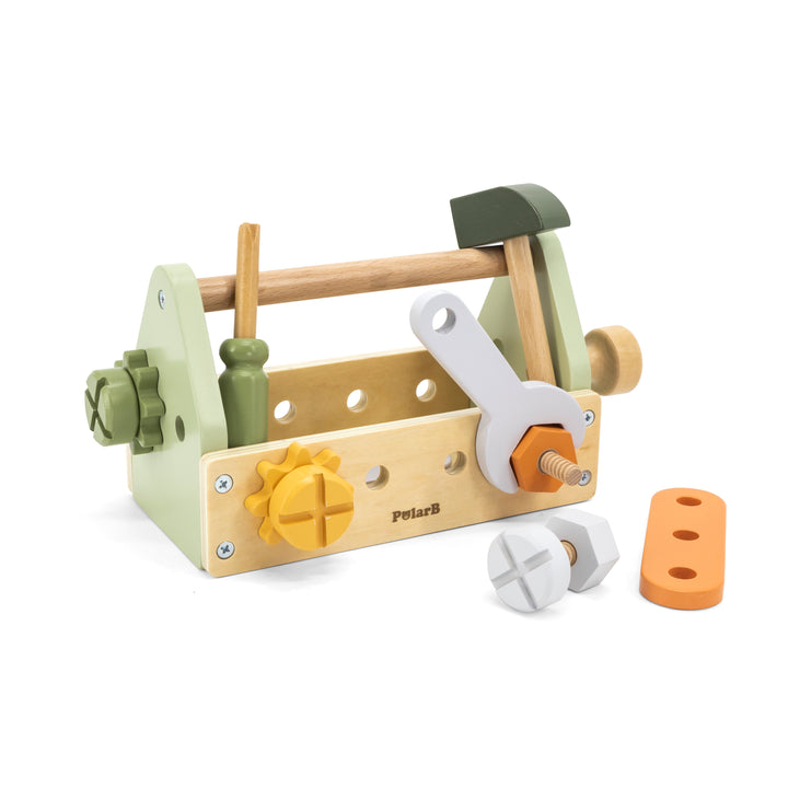 Set de carpintería de madera para niños, maletín de herramientas didáctico con martillo y llave