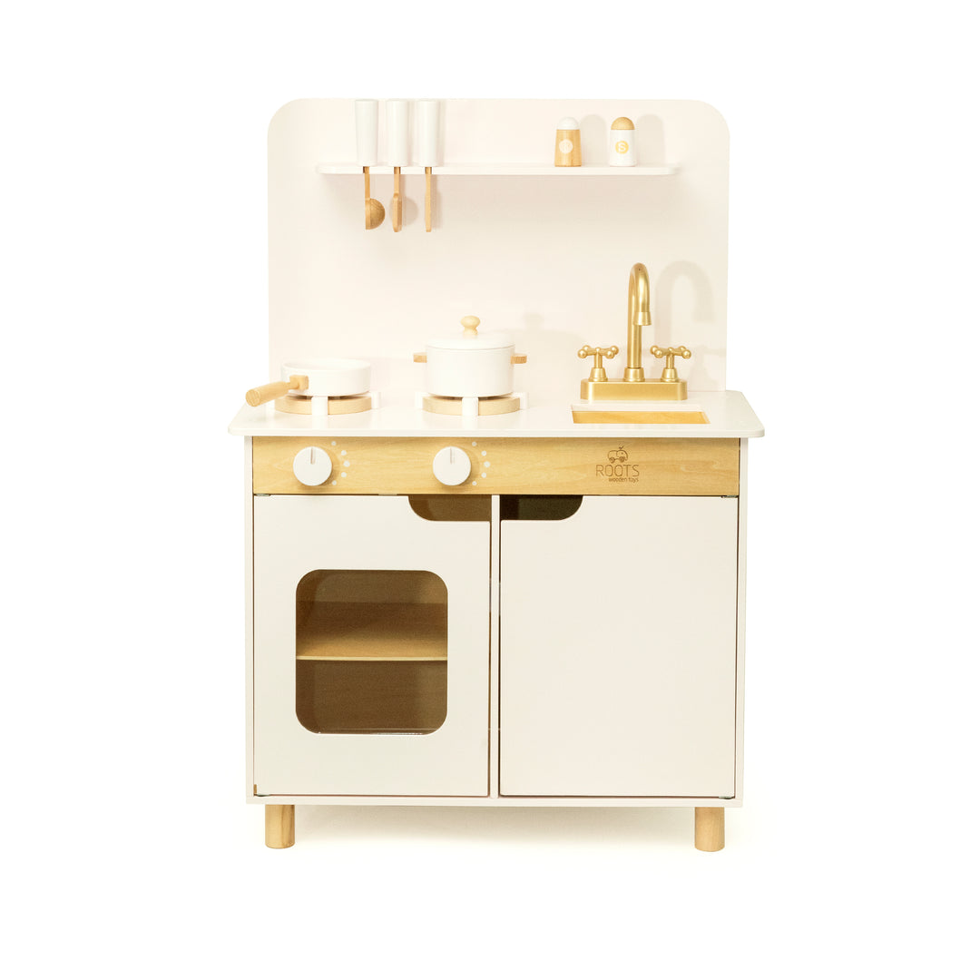 Cocina de juguete blanca de madera estilo Montessori para niños