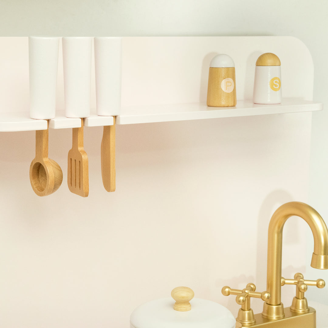 Accesorios de cocina de juguete de madera estilo Montessori