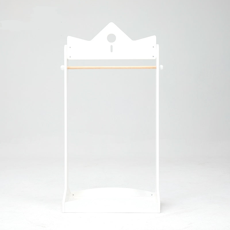 Perchero infantil de madera blanco con diseño de corona, organizador de ropa estilo Montessori para niños