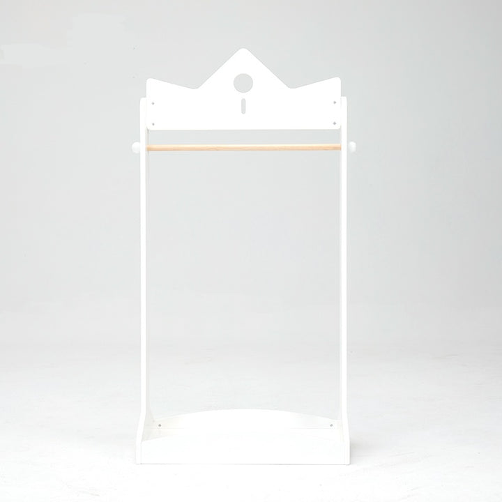 Perchero infantil de madera blanco con diseño de corona, organizador de ropa estilo Montessori para niños