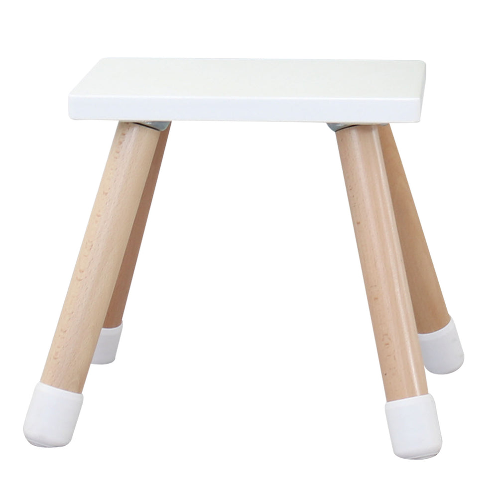Taburete infantil de madera blanco con patas de madera natural, silla para niños estilo nórdico