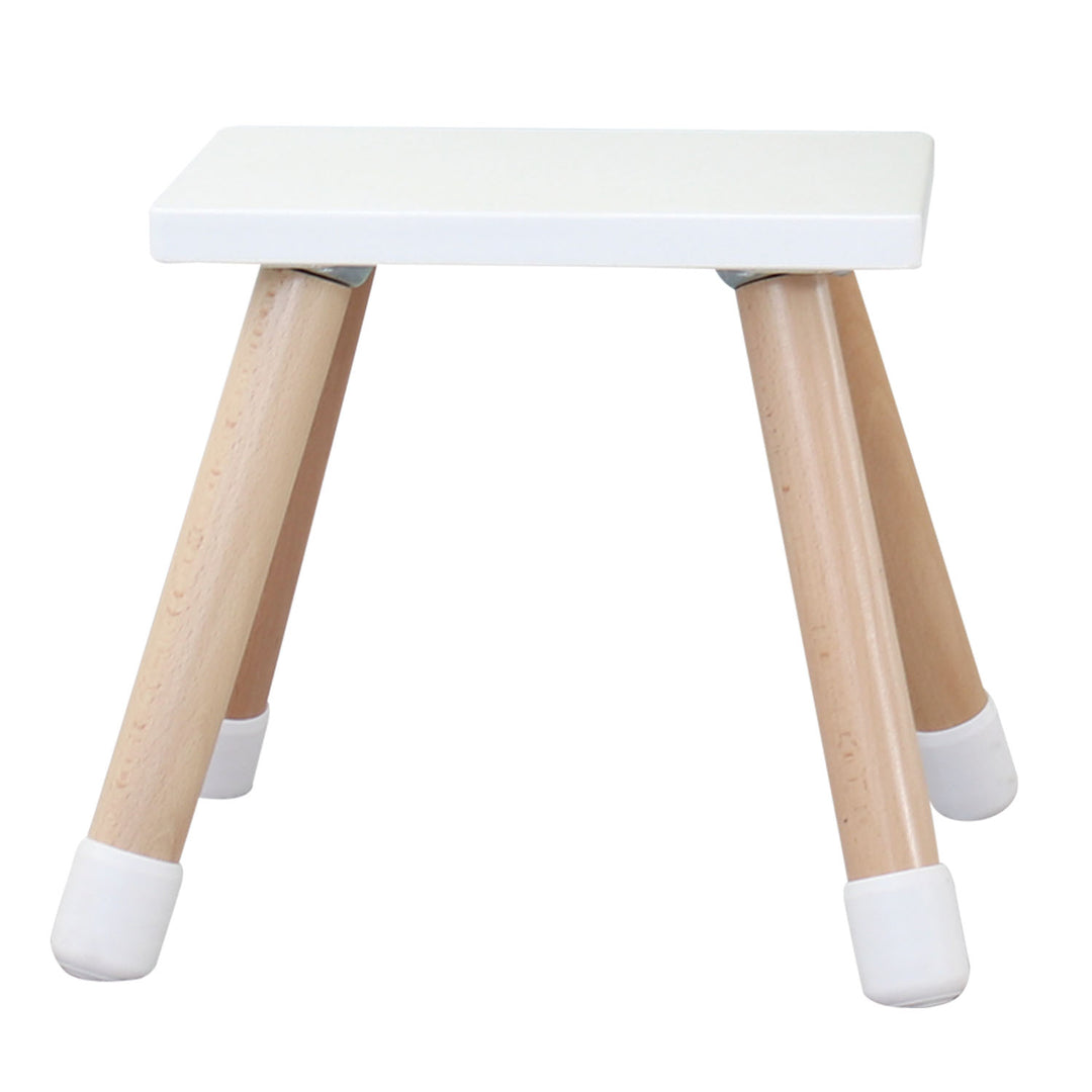 Taburete infantil de madera blanco con patas de madera natural, silla para niños estilo nórdico