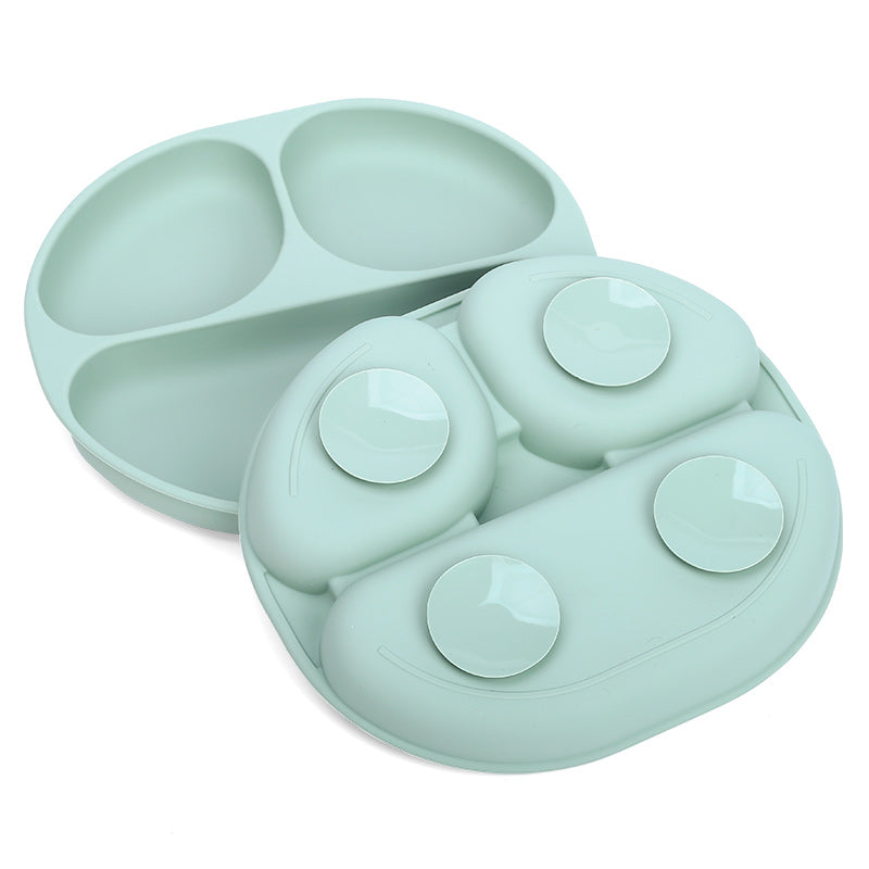 Plato de silicona dividido para bebé con base adherente antideslizante - Color verde menta libre de BPA