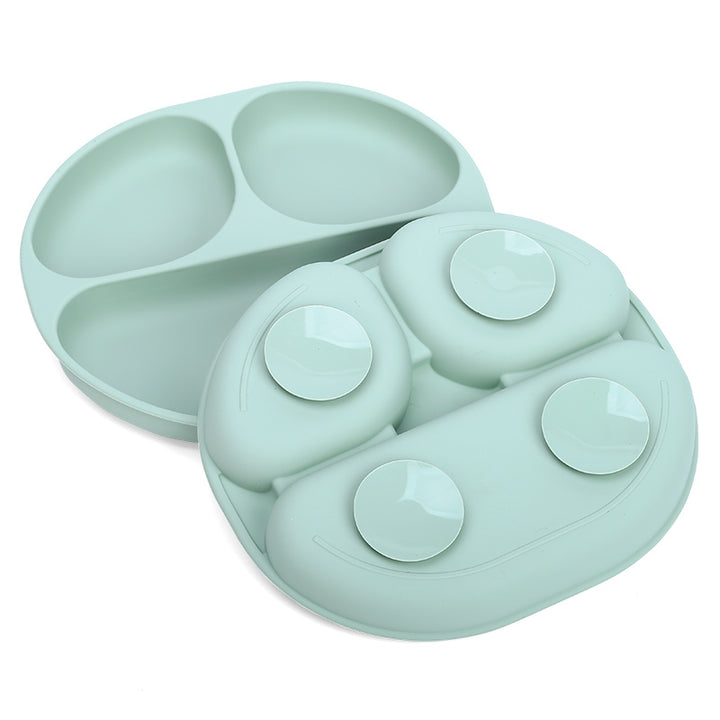 Plato de silicona dividido para bebé con base adherente antideslizante - Color verde menta libre de BPA