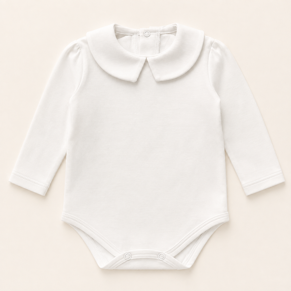 Enterito de bebé niña en algodón Pima con cuello redondo – vista 2