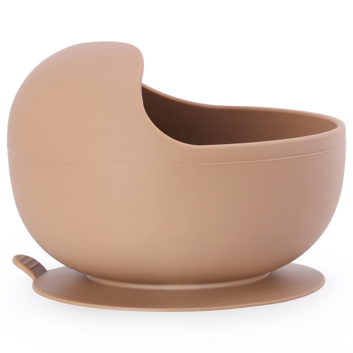 Bowl de silicona grado alimenticio color café con base de succión potente, libre de BPA
