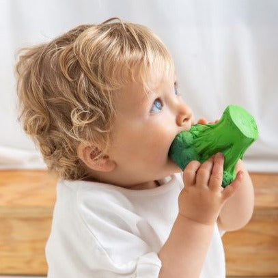 Mordedor brócoli de caucho natural para bebé, ecológico y libre de BPA