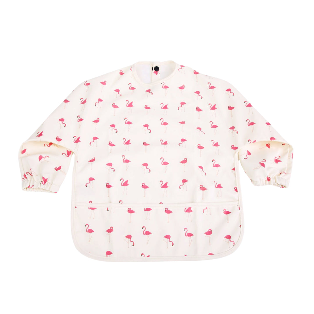 Babero impermeable tipo pechera con diseño de flamencos, protector de ropa para niños
