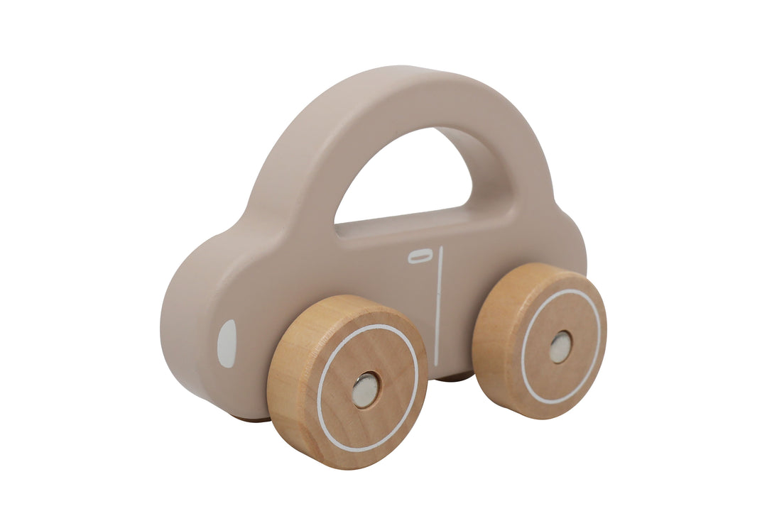 Autito de madera café Roots Toys, juguete ecológico para bebés
