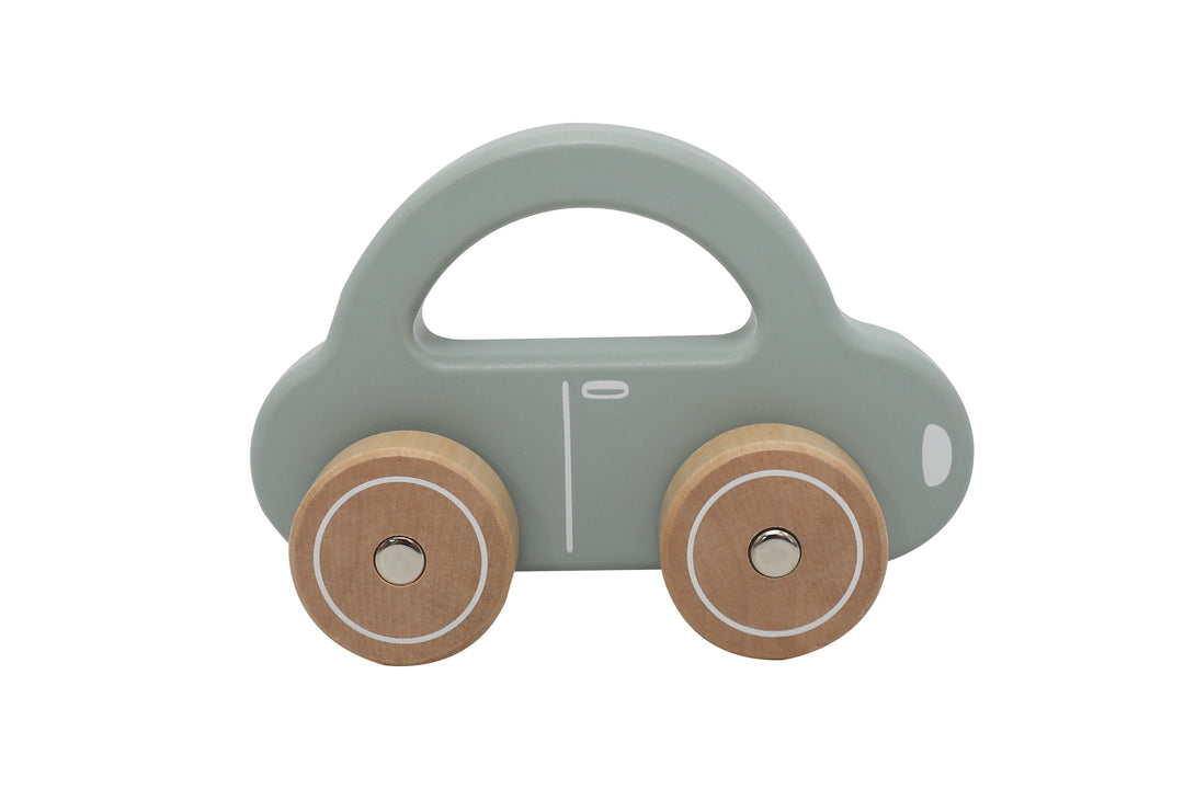 Auto de madera verde de juguete estilo nórdico, duradero para generaciones