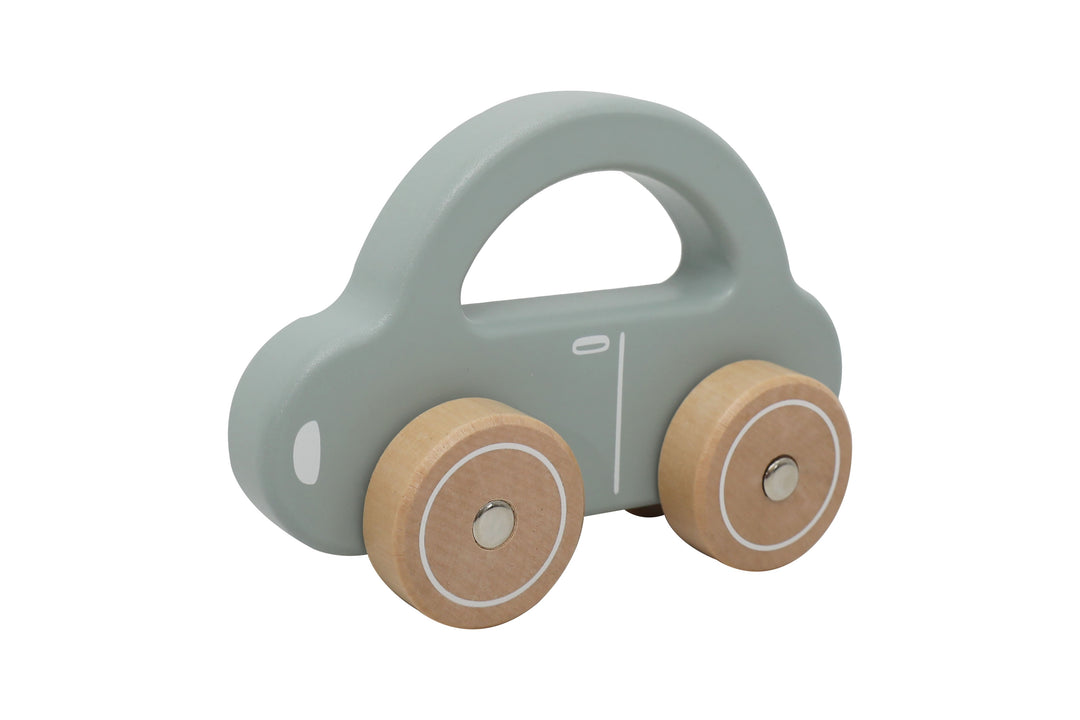 Autito de madera verde Roots Toys, juguete ecológico para bebés