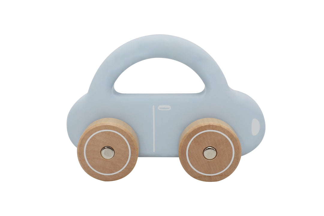 Auto de madera celeste de juguete estilo nórdico, duradero para generaciones