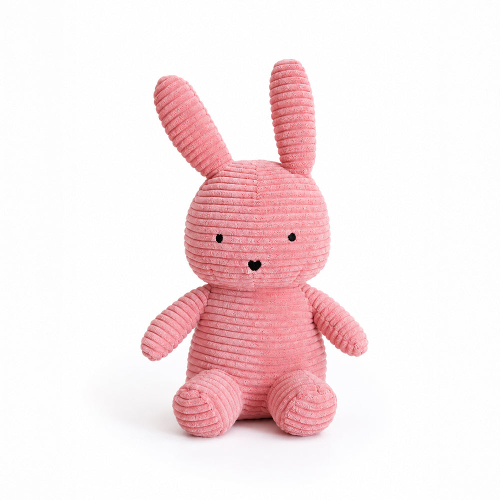 Peluche conejo rosa de corduroy para abrazar y decorar, tierno compañero