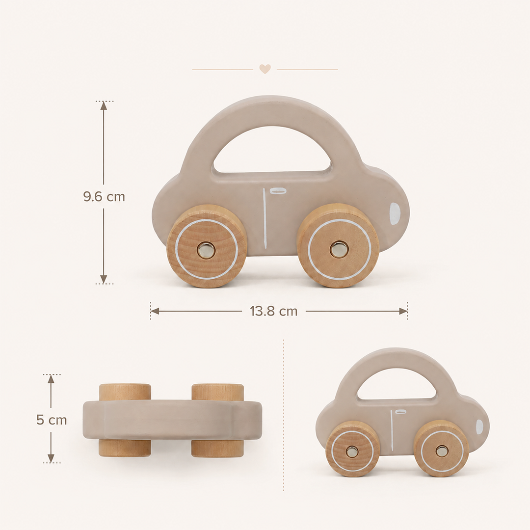 Autito de madera café para niños, juguete seguro que fomenta la imaginación
