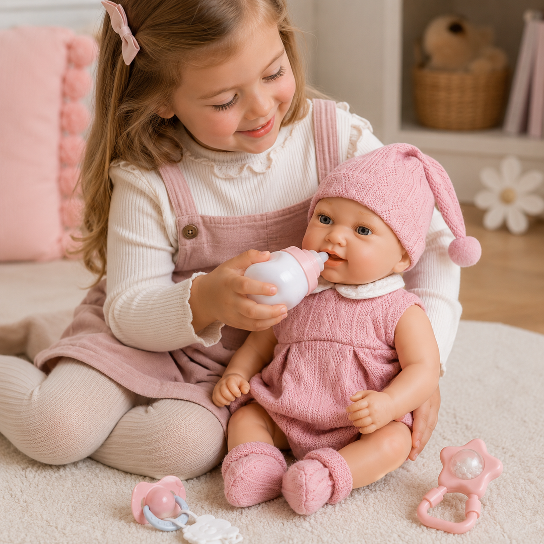 Muñeca bebé Reborn Pola con conjunto de bebé, juguete realista de colección