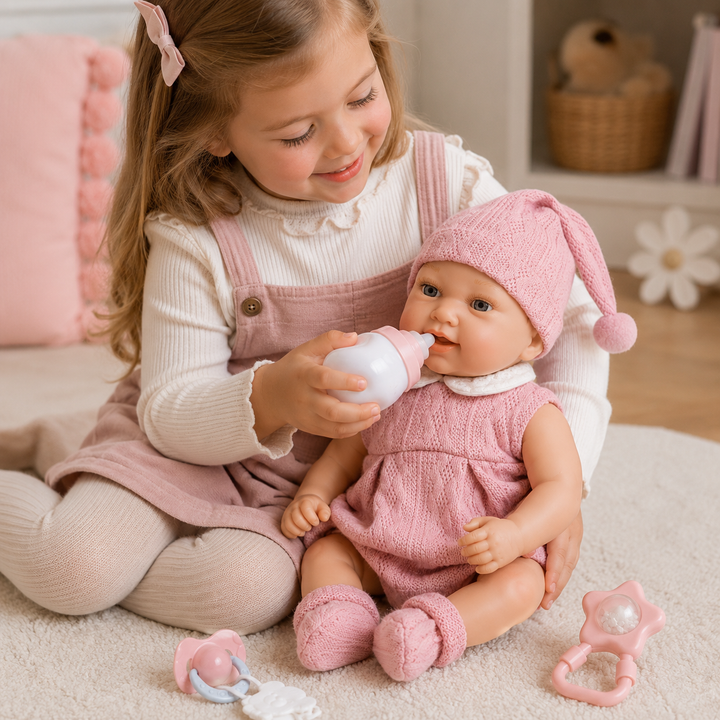 Muñeca bebé Reborn Pola con conjunto de bebé, juguete realista de colección