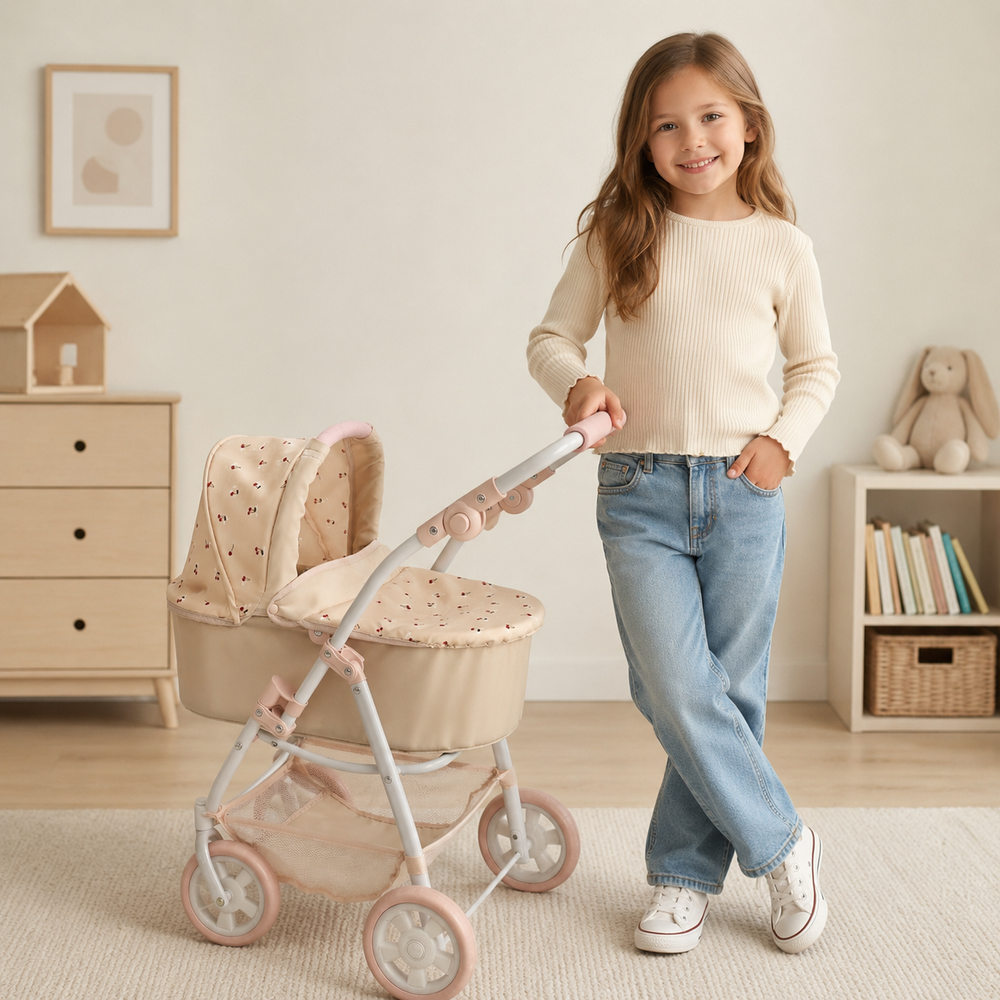 Coche de muñecas travel system con accesorios, juguete infantil de paseo