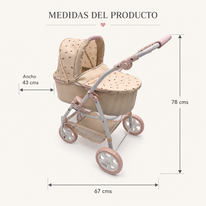 Cochecito de muñecas travel system para niños, juego simbólico de cuidado