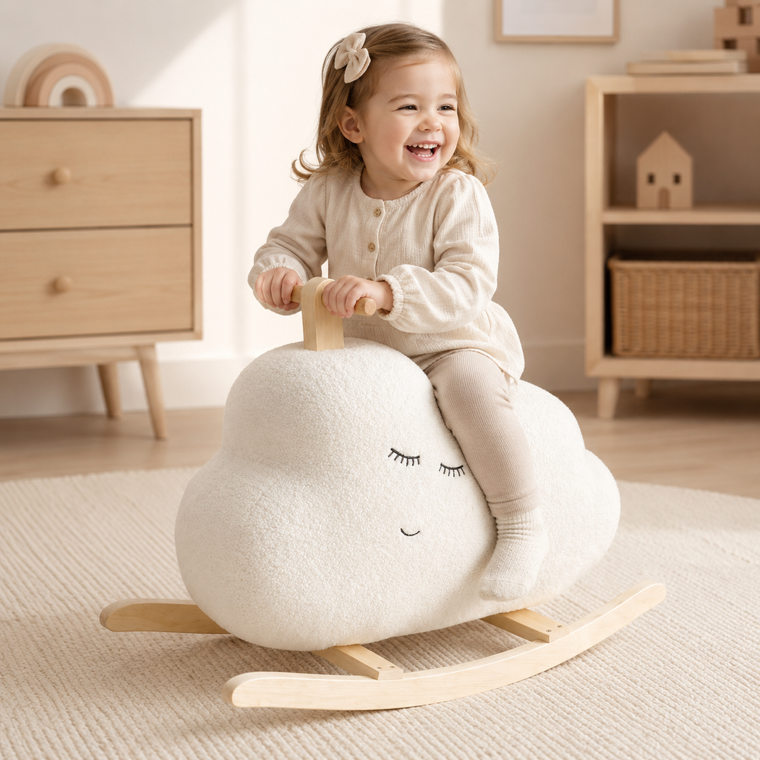 Balancín nube de madera para niños, mecedora infantil estilo nórdico