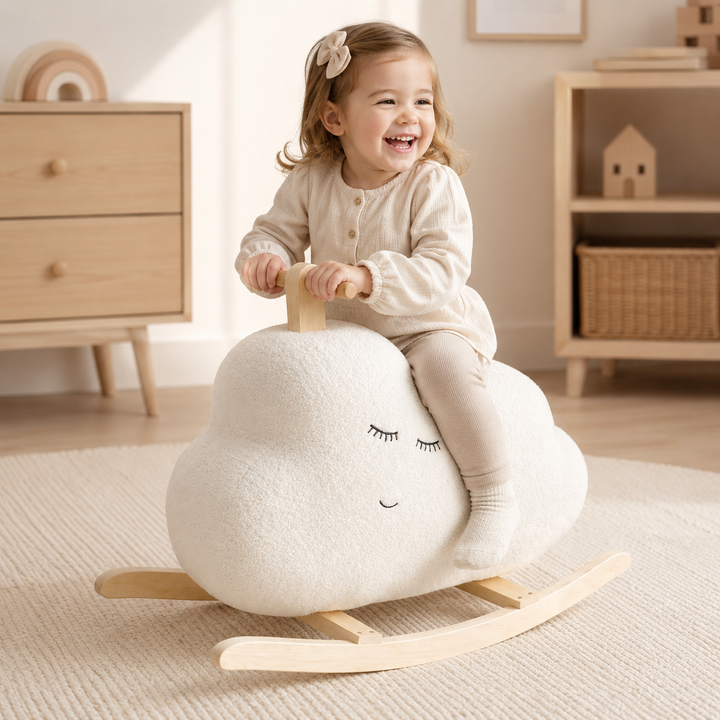Balancín nube de madera para niños, mecedora infantil estilo nórdico