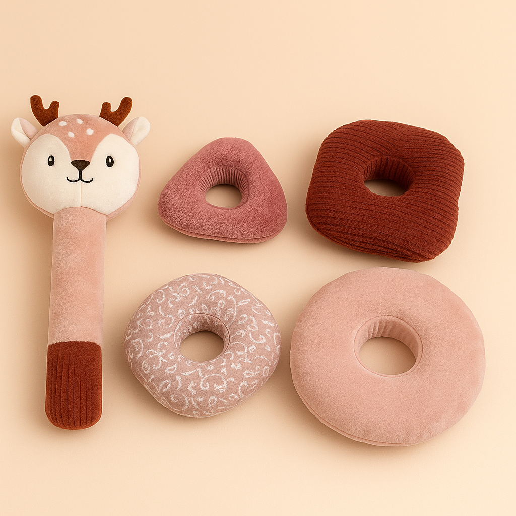 Juguete de apego para bebés: torre de anillos apilables de peluche con diseño de ciervo, ideal para estimulación temprana y decoración infantil