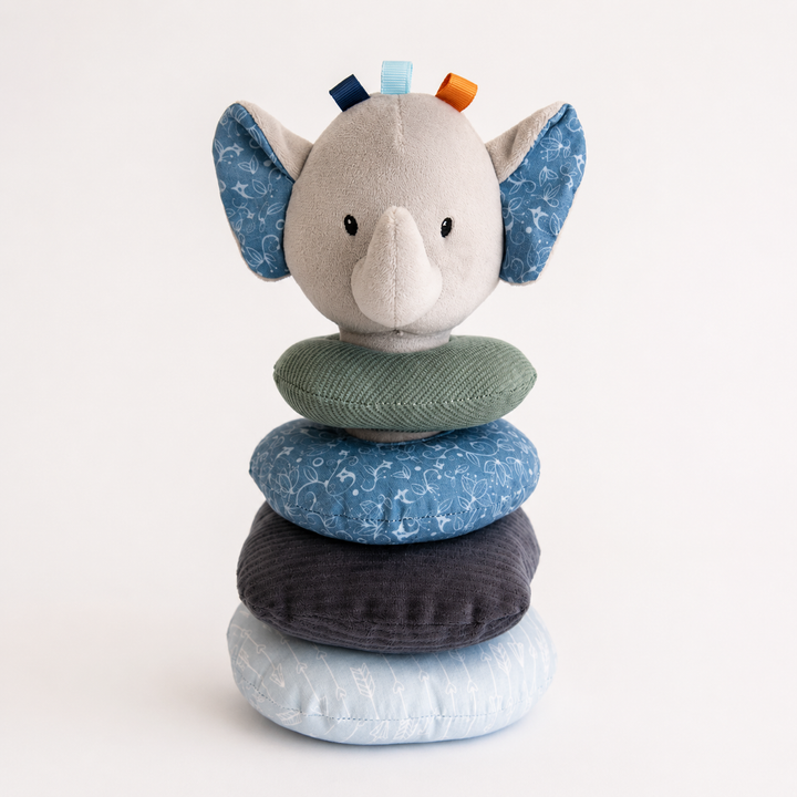 Juguete elefante de peluche apilable suave para bebés, decoración infantil
