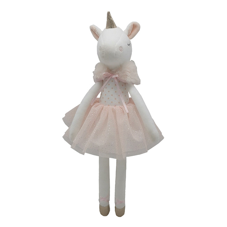 Peluche unicornio bailarina de tela suave, compañero mágico de juegos