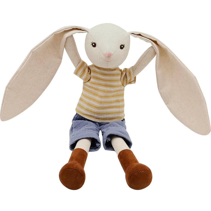 Detalle del peluche conejo suave para bebé, juguete de apego Roots Toys