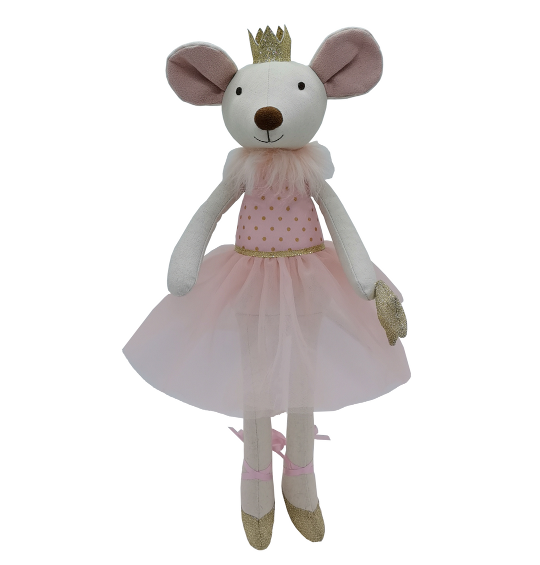 Detalle del peluche ratoncita suave para bebé, juguete de apego Roots Toys