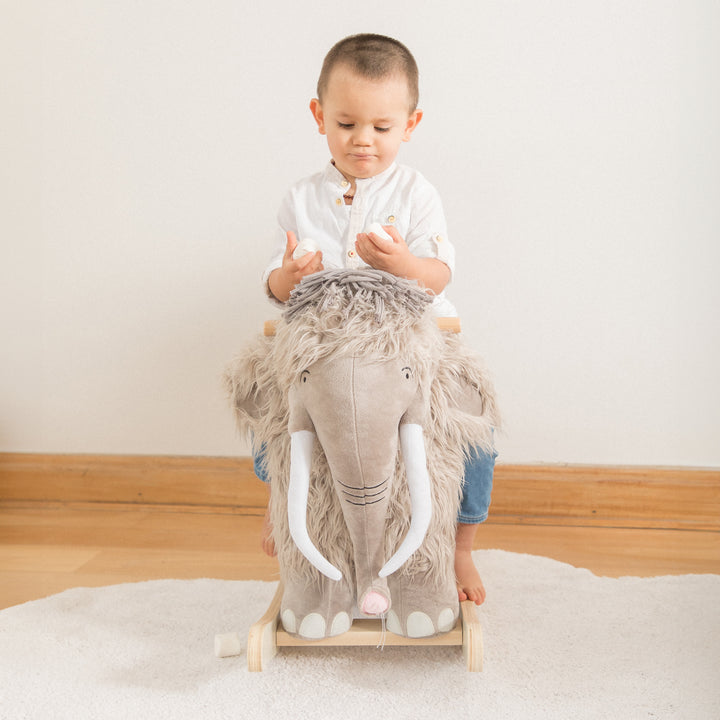 Balancín mamut de madera y felpa para niños, mecedora infantil estilo nórdico