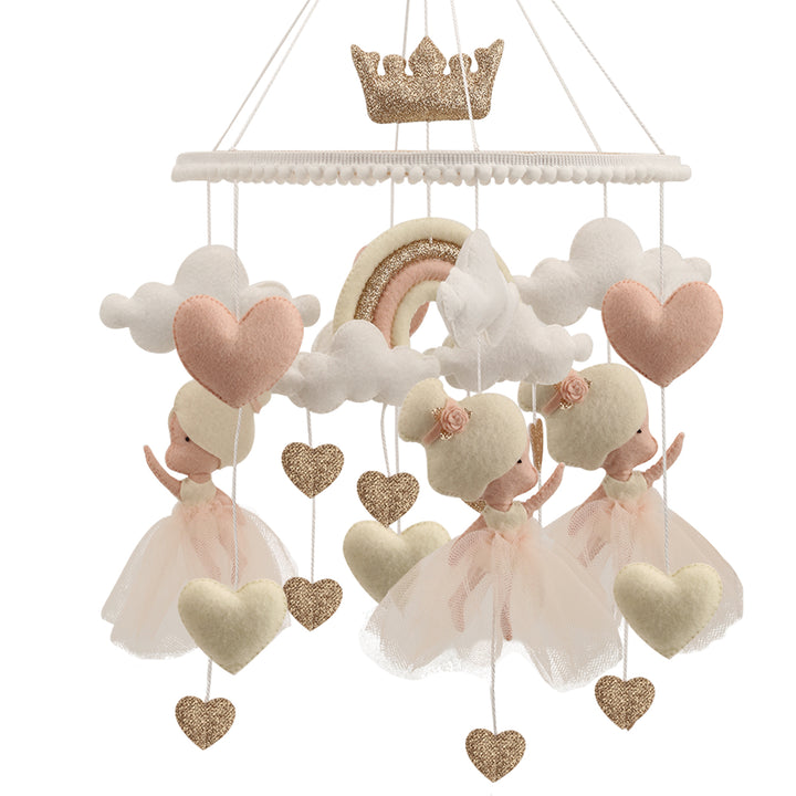 Móvil de princesas de madera y tela para cuna de bebé, decoración nórdica