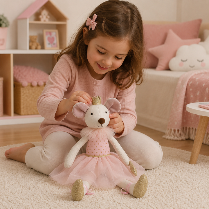 Peluche ratoncita de tela suave para bebé, tierno compañero de juegos