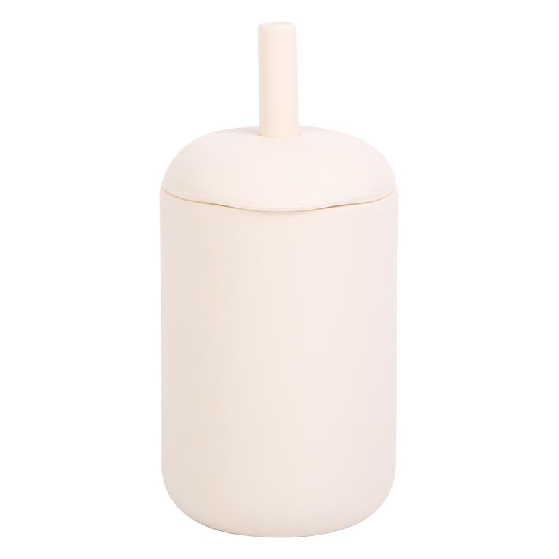 Vaso de entrenamiento para bebés de silicona libre de BPA color beige, accesorio antiderrame para niños