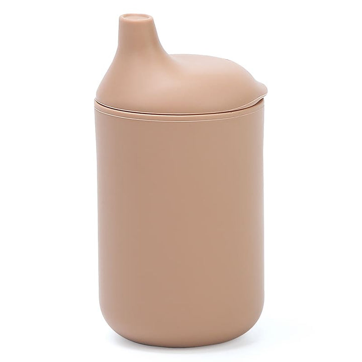 Vaso de aprendizaje para bebé de silicona color café con boquilla suave, ideal para transición