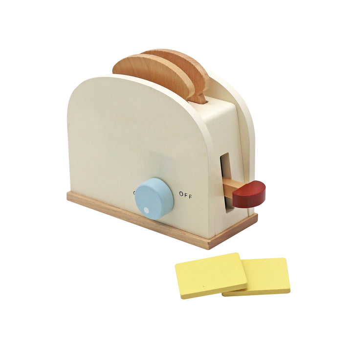 Set de tostadora de madera para niños con dos rebanadas de pan y mantequilla, juguete educativo Montessori